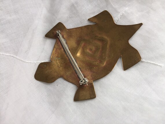 Native American turtle brooch with symbols - image 4