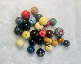 Ball shaped buttons wood and plastic