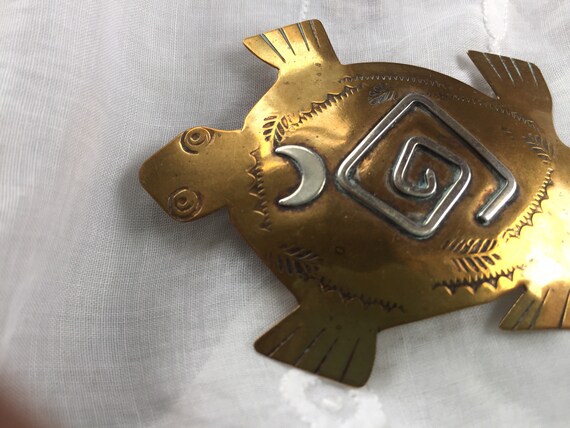 Native American turtle brooch with symbols - image 5