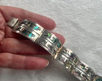 Sterling and abalone link bracelet