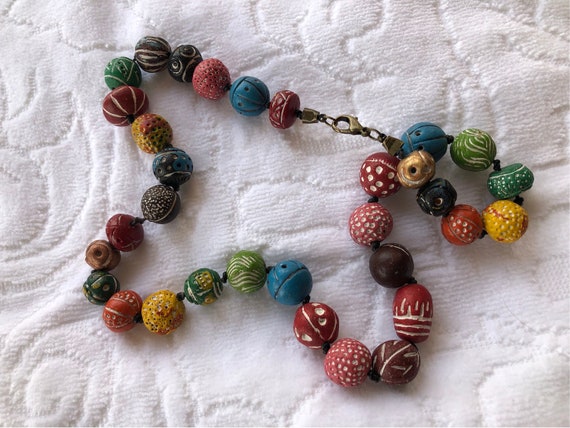african clay bead choker or necklace - image 4