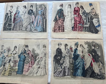 Victorian fashion engraved prints from 1876