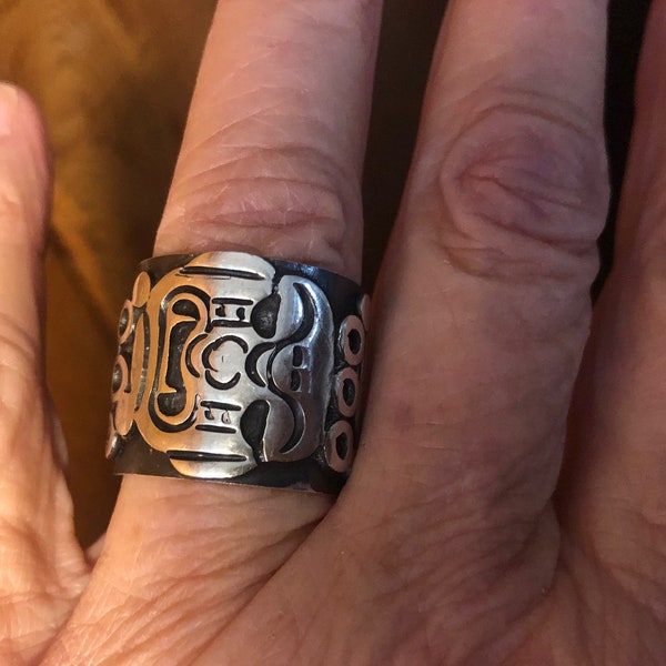 sterling taxco mexican wide ring