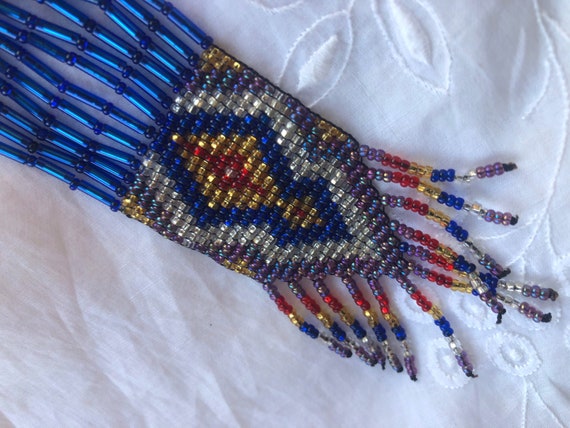 native american design loomed bead necklace - image 6