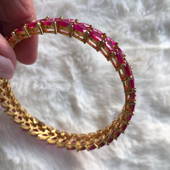 ruby zirconia bangle bracelet - image 2