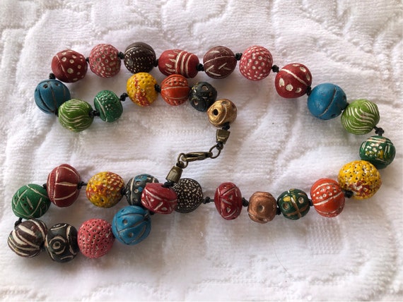 african clay bead choker or necklace - image 2