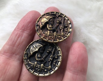 Brass girl with umbrella buttons