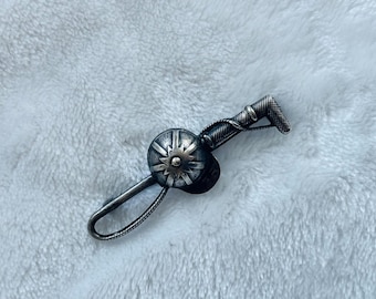 Sterling derby jockey pin with cap and crop