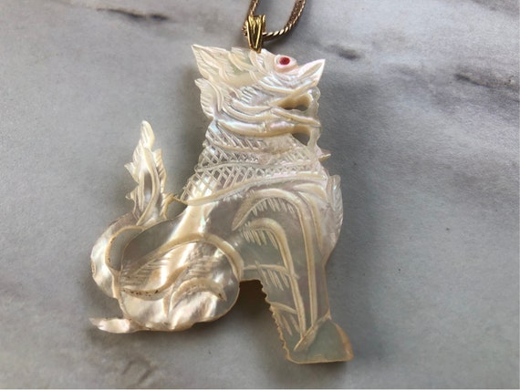 mother of pearl dragon pendant necklace - image 3