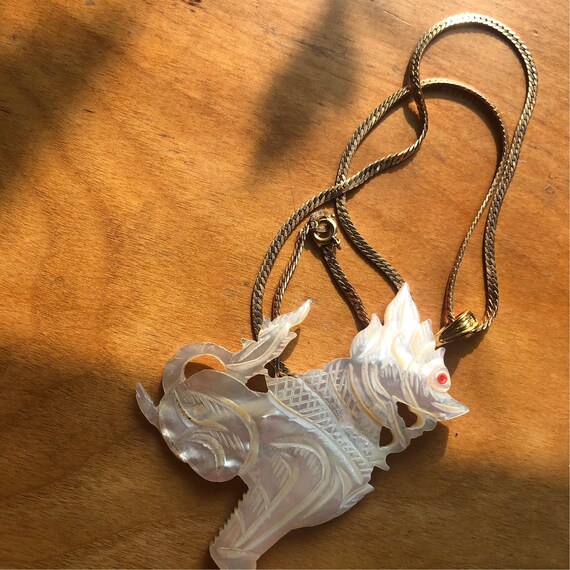 mother of pearl dragon pendant necklace - image 6