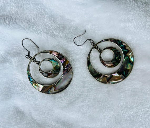 abalone pierced dangle earrings - image 3