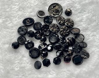 Victorian black glass buttons