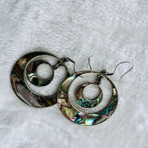 abalone pierced dangle earrings - image 1