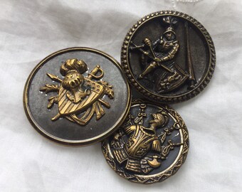 buttons with knights in armor