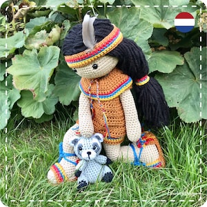 Crochet pattern Indian Mika with raccoon