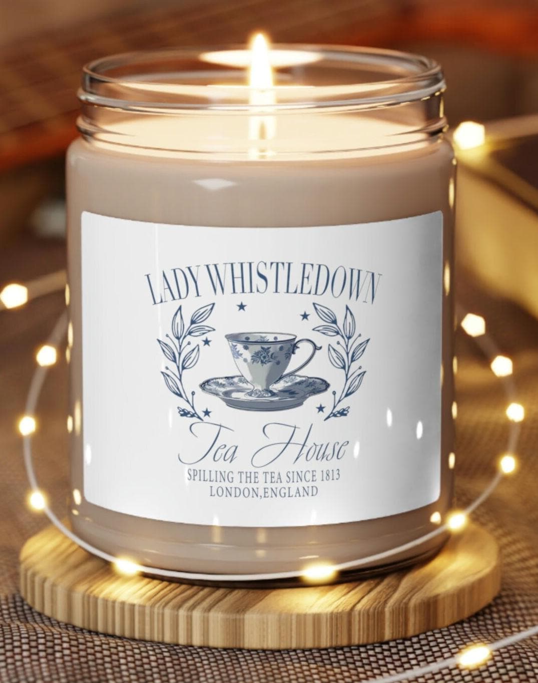 Lady Whistledown tea house spilling the tea since 1813 london, England  Candle, 9oz bridgerton,  gift for  her, best friend,  wife