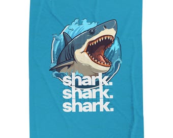 Shark-Themed Velveteen Plush Blanket - Cozy Indoor Decor, Kid-Friendly Gift, Bedroom Accent, Beach Theme, Animal Lover's Must-Have