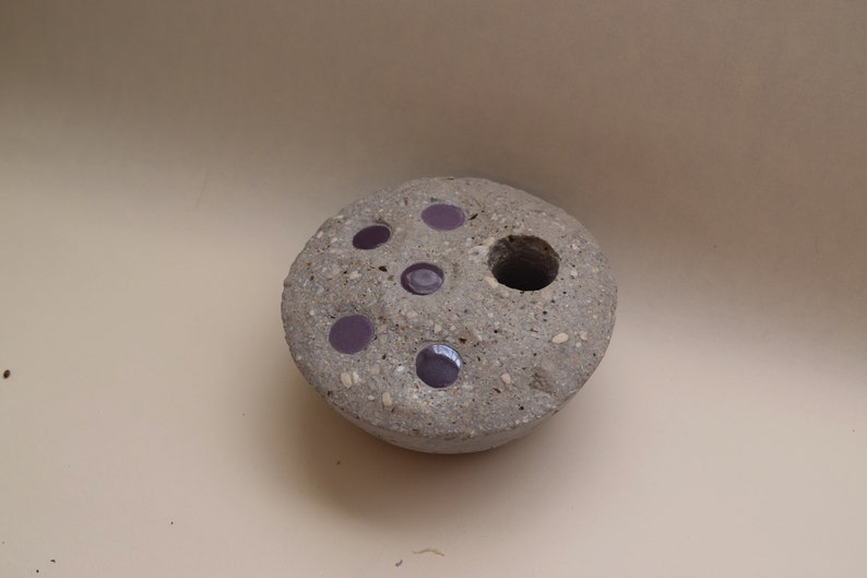 Unique Hypertufa Pot With Embedded Lavender Coin Tiles For Succulent Or Candle Gardening Plants Floral Garden Crafts Delage Com Br