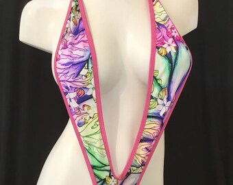 Custom Made Micro Sling shot style Thong Monokini wear it 2 ways royal blue stardust metallic stageexotic dancerbikini contestmodeling