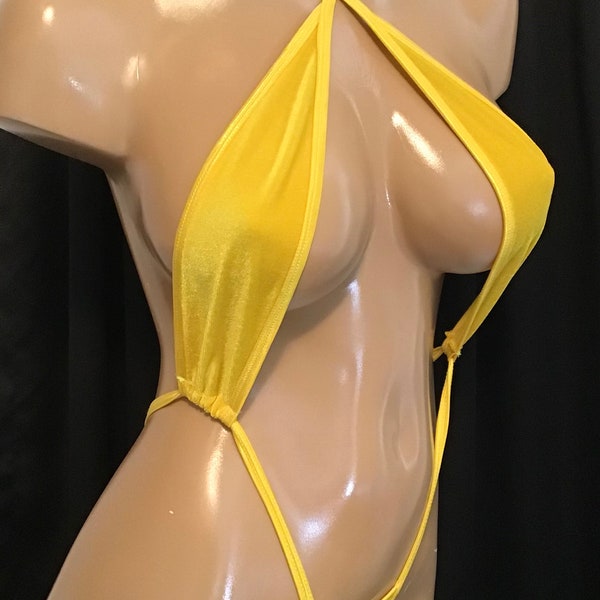 Exotic dancewear Bikini monokini model influencer sunny yellow Velvet