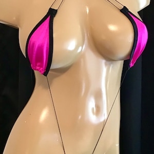 Monokini thong exotic dancewear  micro string neon pink