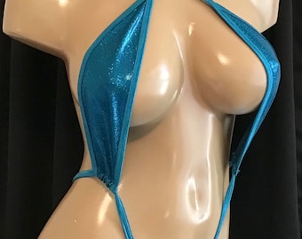 Monokini de danseuse exotique turquoise hologramme