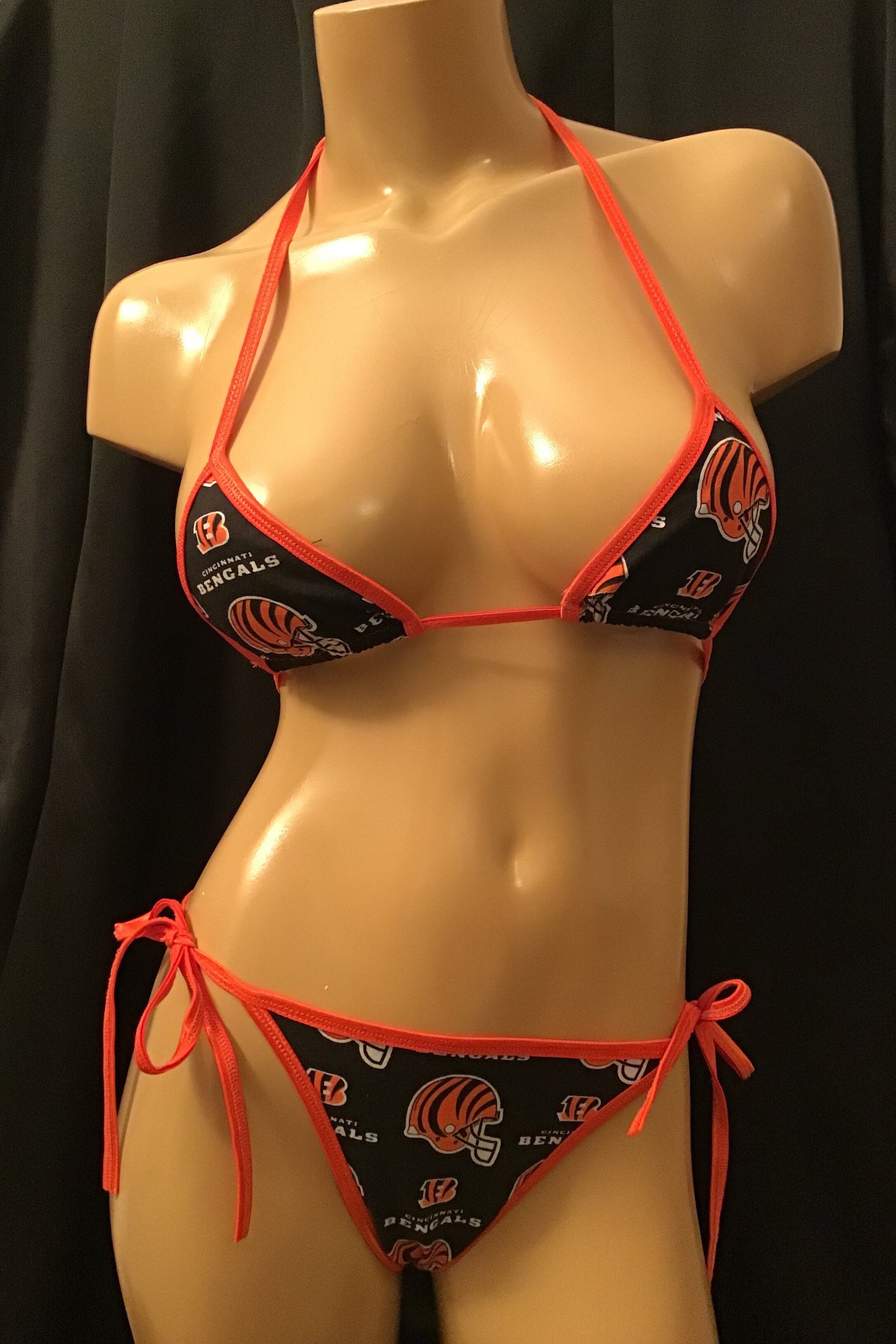 Custom Cincinnati Bengals Cheeky/scrunchy Bikini Set/lined