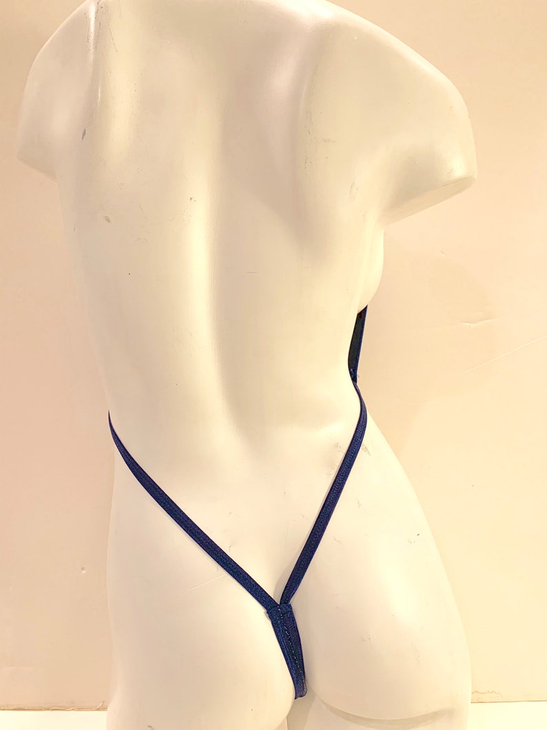Custom Made Micro Sling shot style Thong Monokini wear it 2 ways royal blue stardust metallic stageexotic dancerbikini contestmodeling