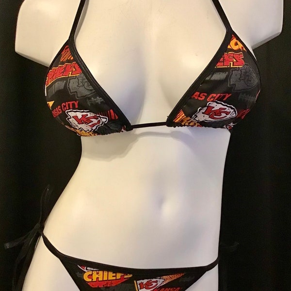Kansas City Chiefs Bikini Set lined for swimming/fan gift/ Modeling/swimsuit /pool party/Vegas Bikini