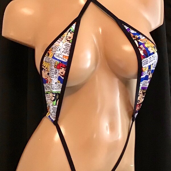 Exotic dancewear Monokini comic print influencer model  OSFM