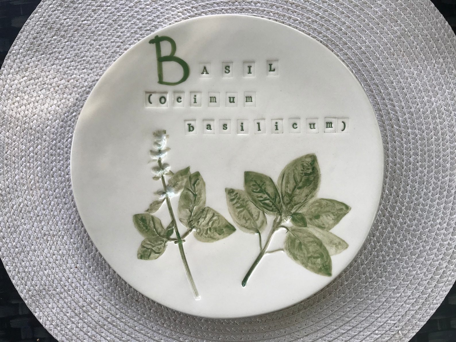 Botanical plates with garden herbs design Handmade 8in Etsy