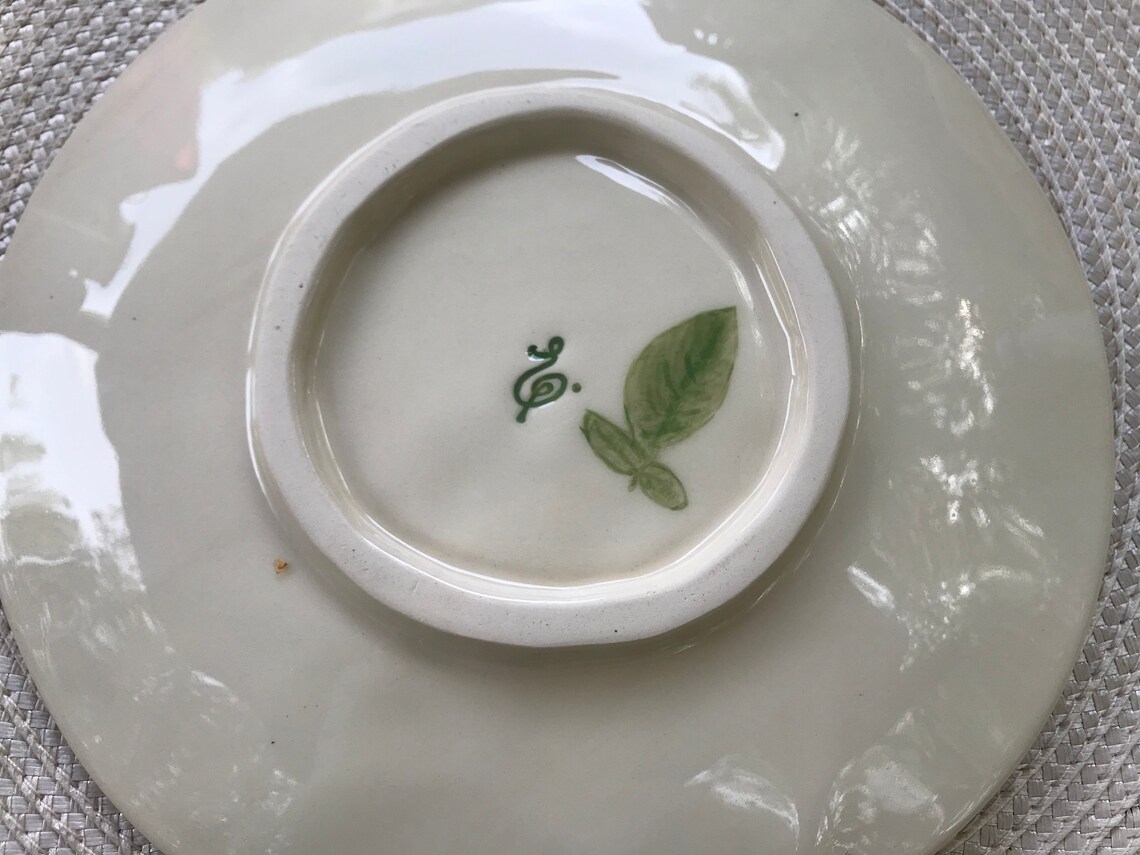 Botanical plates with garden herbs design Handmade 8in Etsy