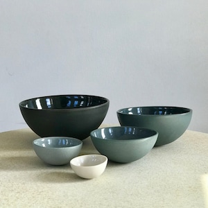 Set of five spectrum greyscale nesting bowls