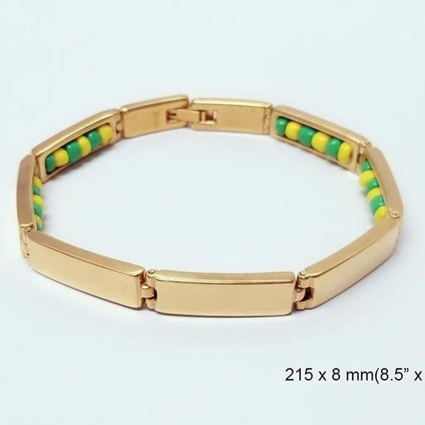 Bracelet Orula (Mano de Orula) Tapado en acier inoxydable avec un véritable placage or 14 carats