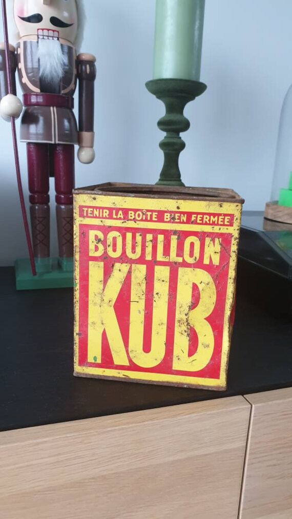 Ancienne Boîte Métal Publicité Française - Décoration Vintage Bouillon Kub