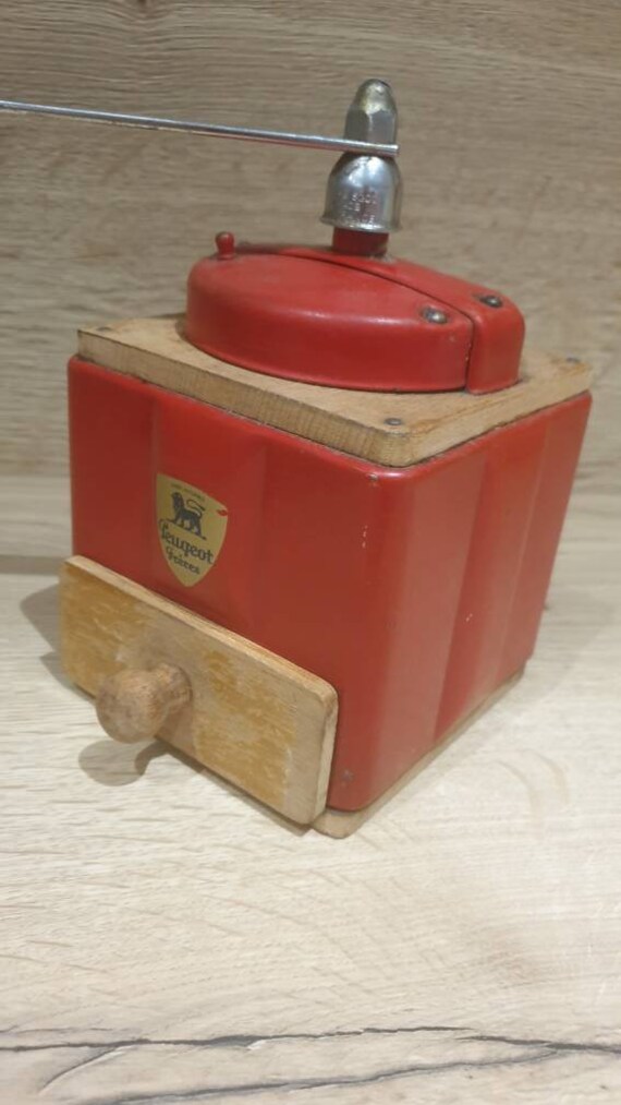 Ancien Moulin à Café Français Original Peugeot Rouge Vintage