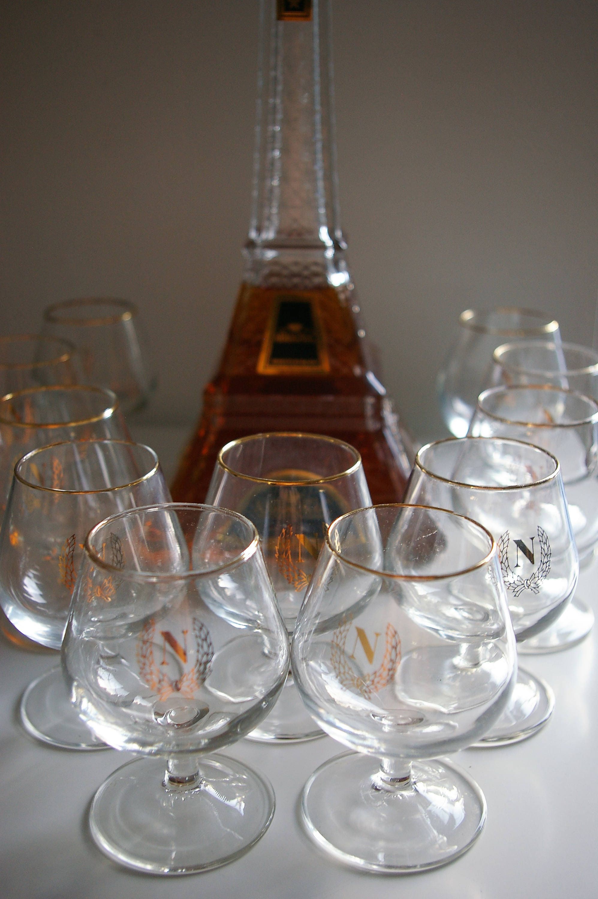 12 Cognac glasses Napoleon gold vintage from France Etsy