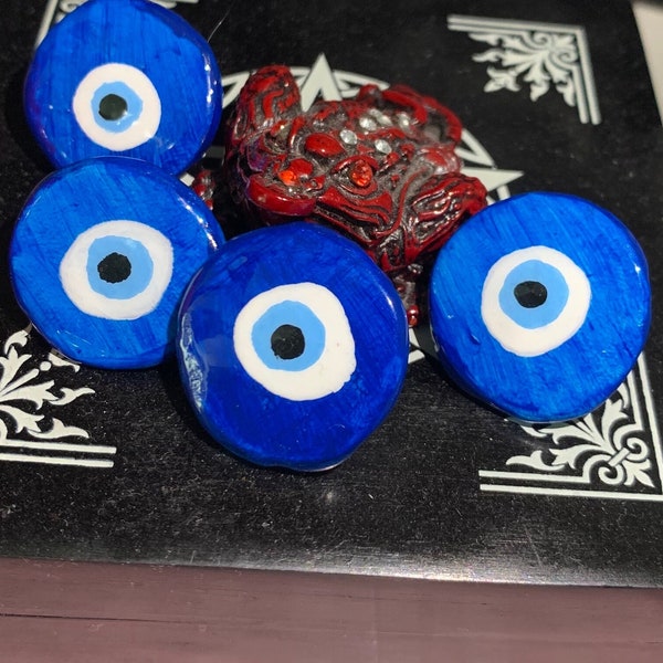 Handmade Polymer Clay Evil Eye Accessory Pin - Handpainted, Resin Coated