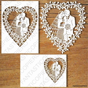 Wedding card SVG files for Silhouette Cameo and Cricut. Clipart PNG transparent included.
