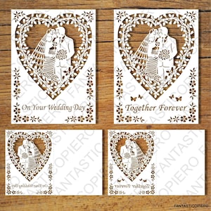 Arquivos SVG de cartões de casamento para Silhouette Cameo e Cricut. Clipart PNG transparente incluído.