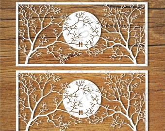 Moon and Trees SVG files for Silhouette Cameo and Cricut. Clipart PNG transparent included.