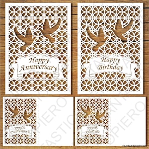 Biglietti d'auguri, Buon Compleanno, Buon Anniversario, File SVG anniversario di matrimonio per Silhouette e Cricut. Clipart PNG trasparente.