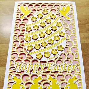 Biglietto d'auguri di Pasqua, pop-up e doppio strato. File SVG per Silhouette Cameo e Cricut. File PNG trasparenti inclusi.