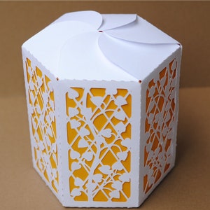 Boîte 8 Pièce unique hexagonale avec couleur intérieure, fichiers SVG pour Silhouette Cameo et Cricut.
