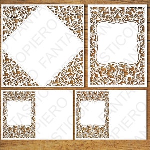 Wedding Invitation (set6), Greeting Card SVG files for Silhouette Cameo and Cricut. Clipart PNG transparent included.