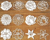 Flowers (set 2) SVG files for Silhouette Cameo and Cricut. Flowers clipart PNG transparent included.