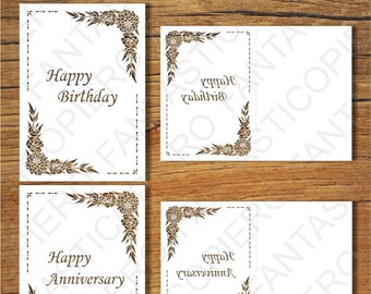 Happy Birthday, Happy Anniversary, Wedding Anniversary, Greeting Card SVG files for Silhouette Cameo and Cricut. Clipart PNG transparent.