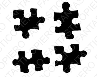 Puzzle SVG files for Silhouette Cameo and Cricut. Puzzle clipart PNG included. Interlocking Puzzle pieces svg.