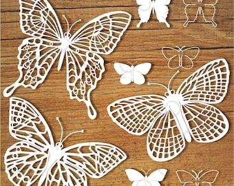 Butterflies (set 3) SVG files for Silhouette Cameo and Cricut. Butterflies clipart PNG transparent included.