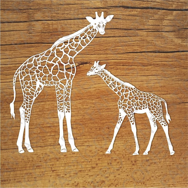 Giraffes SVG files for Silhouette Cameo and Cricut. Giraffes clipart PNG transparent included. Cute giraffe cuting files.